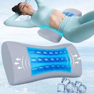 Cooling Lumbar Support Pillow for Bed Relief Lower Back Pain: Memory Foam Back Pillow for Sleeping - Gel Waist Wedge Pillow Side&Back and Stomach Sleepers - Lumbar Pillow for Office Chair/Couch/Car