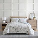 Eddie Bauer - Queen Comforter Set, Reversible Cotton Bedding with Matching Shams, Classic Floral Home Decor with Plaid Reverse (Woodland Forest Grey, Queen)