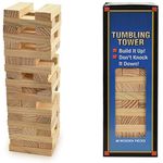 Traditional Wooden Small Tumbling Tower, Fun Entertainment Kids and Adults, Classic Children's Stacking Block Game that Promotes Speed, Reaction, Accuracy and Tactics (Travel Size Tumbling Tower Game)