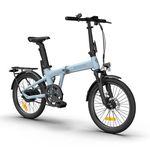 ADO Air20Pro Electric Bike Folding, EBike for Adults, 20" Folding Electric Bicycle, Belt Drive, Bafang Motor, ECO and SPORT Mode, Adjustable Shock Absorption, LCD, APP, Range Up To 100KM (Blue)