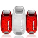 LED Safety Lights (3 Pack) + FREE Bonuses | Clip on Flashing Strobe Light High Visibility for Running Jogging Walking Cycling for Kids Dogs Bicycle Helmet Bike Tail light (Red-White-Red)