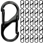 25 PCS S Carabiner Keyring Clip, Dual Spring Keychain Clip with 2 Opening Snap Hook S Shape Double Clip Hook Metal Buckle for Home Outdoor Hiking Fishing Camping Travel(Black)