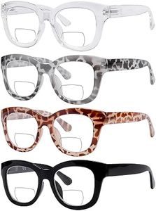 Eyekepper 4-Pack Large Frame Bifocal Reading Glasses Women Oversize Bifocal Readers +2.50