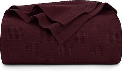 Utopia Bedding 100% Cotton Blanket (Queen Size - 90x90 Inches) 350GSM Lightweight Thermal Blanket, Soft Breathable Blanket for All Seasons (Burgundy)