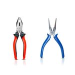 SKADIOO Combination & Nose Plier Combo | Tools 8-Inch Cutting Plier Tool Kit w/Combination Plier, Plier Set, Nose Pliers & More - Industrial & Plumber Hand Tools, 2 pieces