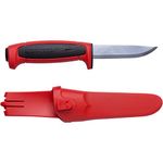 Morakniv Craftline Basic 511 High Carbon Steel Fixed Blade Utility Knife and Combi-Sheath, 3.6-Inch Blade, Red and Black