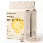 FUKUMARU Tofu Cat Litter - Natural Unscented, Dust Free, Flushable, Quick Clumping, Lightweight, Low Tracking Pellets, Effective Odor Control - 12 LBS (2 Packs)