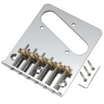 Musiclily Pro 54mm Modern Telecaster Bridge with Barrel Brass 6-Saddle for Tele Style Electric Guitar, Chrome