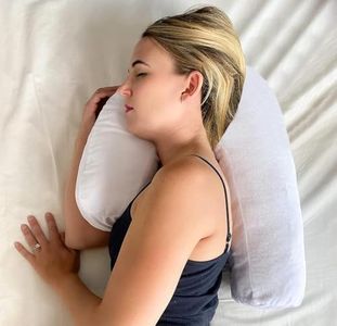 Side Sleeper Pillow | J Pillow for Side Sleeping | Side Sleeper Pillow with Ear Hole | Swan Pillow Shape | Neck & Spine Alignment for Sleeping | Side Sleeping Pillows for Adults | with Velvet Case