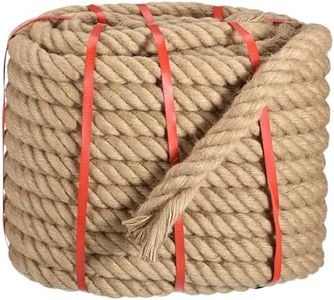 uxcell Natural Jute Rope, 1-1/4 in x 100 Ft Thick Twisted Manila Rope Multipurpose for Tug of War, Hammock, Climbing, Boating, Hanging