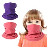 KGC 2 Pack Kids Neck Warmer Gaiter,Fleece Windproof Winter Face Mask Scarf Bandana Face Cover for Boys Girls Outdoor Sports