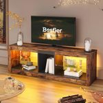 Bestier TV Stand Cabinet 140CM Entertainment Center Led Tv Stand Modern TV Unit with Glass Shelf RGB LED Lighted for 65 inch TVs with Ambient Lights for Living Room Bedroom (Rustic Brown)