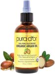 PURA D'OR Organic Moroccan Argan Oil (4oz / 118mL) USDA Certified 100% Pure Cold Pressed Virgin Premium Grade Moisturizer Treatment for Dry, Damaged Skin, Hair, Face, Body, Scalp (Packaging may vary)
