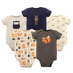 Hudson Baby Baby Girls' Bodysuits, Woodland Creatures 5 Pack, 9-12 Months (Pack of 5)