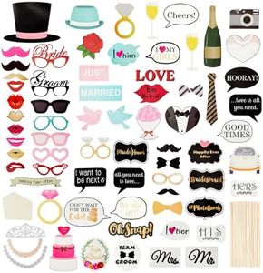 72 Pieces Wedding Photo Booth Props for Bridal Shower, Bachelorette Party, Photobooth Selfies, with Sticks and Stickers