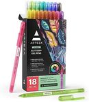 ARTEZA Glitter Gel Pens Colored Set of 18 Colors Gel Markers for Adult Coloring, Vibrant Colors for Detailed Artwork