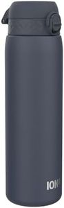 Ion8 1.2 Litre Stainless Steel Drinking Bottle, Leak-Proof, One-Handed Opening, Secure Locking, Dishwasher Safe, Folding Lid, Carry Handle, Easy to Clean, Durable and Scratch-Resistant, Navy Blue