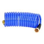 HoseCoil 3/8 inch ID Self Coiling Garden, RV, Marine Outdoor Water Hose (15' Blue)