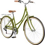 Retrospec Beaumont City Bike 7-Speed Step Through City Bike Commuter Bicycle for Men and Women with High-Tensile Strength Steel Frame, Rear Rack and Safety Bell; Olive, 42cm