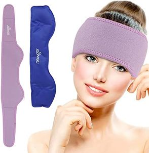 NEWGO®Headache Ice Pack Head Wrap for Migraines, Cold Pack Head Ice Therapy Wrap for Headache Relief, Tension, Sinus Pain, Chemo, Head Injuries (Purple) 29.5" x 4.3"