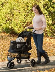 Pet Gear No-Zip Special Edition 3 Wheel Pet Stroller for Cats/Dogs, Zipperless Entry, Easy One-Hand Fold, Removable Liner, Cup Holder, Onyx