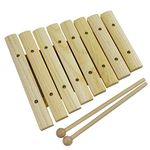 A-Star Wooden Xylophone, Children's Musical Instrument, 8 Notes with Pair of Wood Beaters