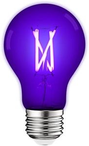 LUXRITE A19 Edison UV LED Black Light Bulb, 6W Filament Blacklight Bulb, UVA 397-407nm, Enclosed Fixture Rated, E26 Base, Glow in The Dark for Halloween, Party, Body Paint, Fluorescent Poster
