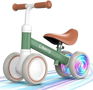 Liberry Light Up Baby Balance Bike 1 2 Years, Ride Toys with Adustable Seat for Boys Girls, First Birthday Gift for Toddlers, Green