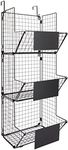 Juvale 3-Tier Hanging Basket Organizer, Metal Wire Over Door Fruit Storage Bins for Vegetables, Snacks, Kitchen and Pantry Organization, Home Decor (Black, 11.7 x 32 x 12 Inches)