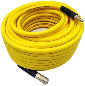 SYXQT Hybrid Air Hose 3/8-Inch x 100FT,300 PSI Heavy Duty,Lightweight,Kink Resistant,All-Weather Flexibility with 1/4-Inch Industrial Air Fittings and Bend Restrictors,Yellow