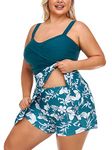 Summer Mae Women's Plus Size Two Piece Swimdress with Short Flowy Tankini Swimsuit Dress Bathing Suit Moutain Laurel 18 Plus