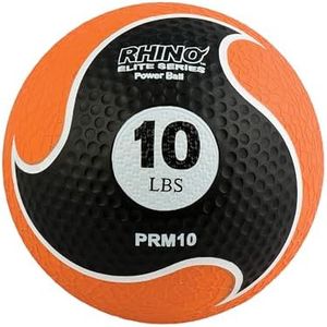 Champion Sports Rhino Elite Medicine Ball-Durable Rubber Weighted Ball & Textured Grip for Core Strength-Cardio & Cross-Training Workouts-Home or Gym Fitness-Orange (10lbs)