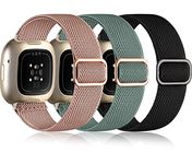 Oielai 3 Pack Compatible with Fitbit Versa 4 Strap/Fitbit Versa 3 Strap/Fitbit Sense 2 Strap/Fitbit Sense Strap for Women Men, Soft Elastic Nylon Sport Replacement Band for Versa 4/Versa 3/Sense