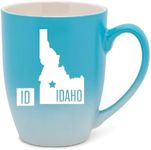 Elanze Designs Idaho ID Boise Capital City Laser Engraved 12 Ounce Glossy Ceramic Classic Coffee Mug Hot Cold Beverage Cup Kitchen Drinkware, Teal and White Ombre