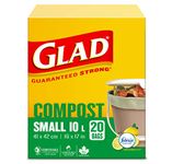 Glad 100% Compostable Bags - Small 10 Litres - Lemon scent, 20 Compost Bags