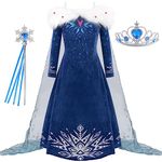 knemmy Girls Princess Dress For Toddlers Halloween Costume Cosplay Christmas Birthday Party Outfit, Blue