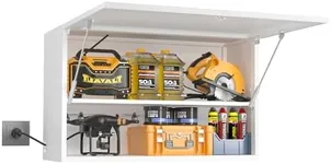 Metal Garage Wall Cabinet, Wall Storage Cabinet with Locking Door and Adjustable Shelf, Lockable Steel Wall Mounted Shop Cabinets, 20"H Upper White Garage Storage Tool Cabinets for Workshop, Basement