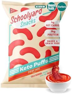 Schoolyard Snacks Keto Fiery Hot Cheese Puffs - High Protein - All Natural - Gluten & Grain-Free - Healthy Chips - Low Carb - Low Calorie Food - USA Made, 12 Pack Single Serve Bags - 100 Calories