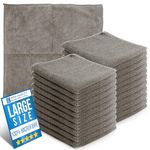 Microfiber Cleaning Cloth, Large Size 40x40cm, Super Absorbent Lint Free Microfibre Cloths Cleaning for Home, Kitchen, Surface, Mirrors, Bathrooms, Motorbike, Car (Grey, 20)