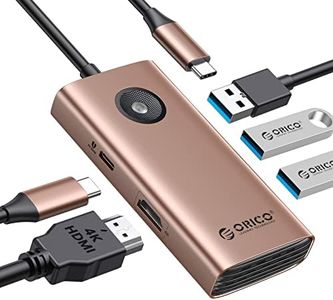 USB C Hub, ORICO 5 in 1 USB C Docking Station with 4K HDMI, 60W Power Delivery, USB 3.0 5 Gbps and 2 USB 2.0 Data Ports USB C Dock for MacBook Air, MacBook Pro, XPS, and More Type-C Devices