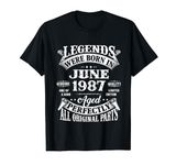 37th Birthday Gift Legends Born In June 1987 37 Years Old T-Shirt