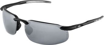 Bullhead Safety Eyewear BH1067 Swordfish, Matte Black Frame, Silver Mirror Lens, Black TPR Nose & Grey Temples (1 Pair)