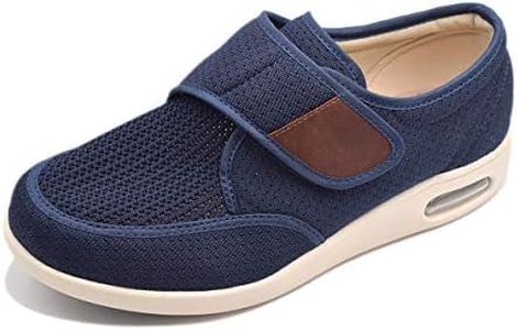 Wide Shoes with Adjustable Strap, Diabetic Shoes for Swollen Feet Easy Put On/Off Shoes for Seniors Blue