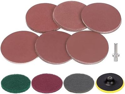 Mardatt 65Pcs 5" No-Hole Sanding Discs Pads Kit with Hook and Loop Backing Pad, 80 100 120 180 240 400 Grits Angle Grinder Drill Sanding Attachment and Soft Foam Buffering Pad for Wood Polishing