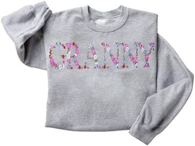 Regamor Embroidery Granny Sweatshirts For Women Gift Sweatshirt From Grandkids Granny Flower Grandma Gift Mothers Christmas, Sport Grey, XX-Large