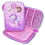 Umadiya Branded 3D Embossed Unicorn Design Eva Cover Pencil Case Compartments, Pencil Pouch, Kids, Students, Stationery Box, Cosmetic Zip Pouch Bag (1 Unit, Canvas, Multicolor)