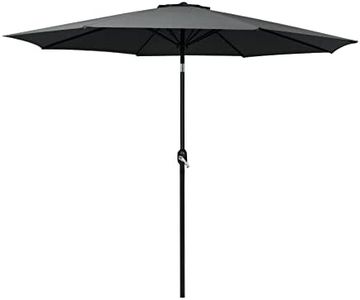 Instahut Outdoor Umbrella 2.7m Black Pole Stand, Sun Beach Garden Patio Gazebo Shade, Water Resistant and UV Steel Frame Tiltable Shading