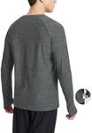 BALEAF Men's Long Sleeve Athletic Shirts Quick Dry Soft Workout Running Tee Shirts with Zipper Pocket Dark Gray L