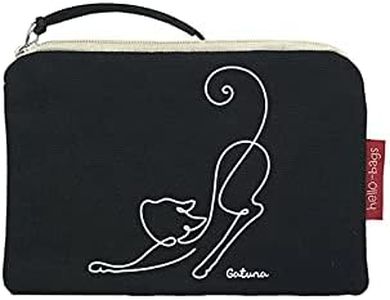 hello-bags. Bolso Monedero/Billetero/Tarjetero. Exterior: Algodón 100%. Con cremallera y forro interior. Incluye bonito sobre kraft de regalo. Modelo: GATUNA. Crudo/Negro. 14 * 10 cm.