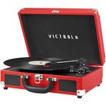 Victrola Vintage 3-Speed Bluetooth Suitcase Turntable with Speakers, Red